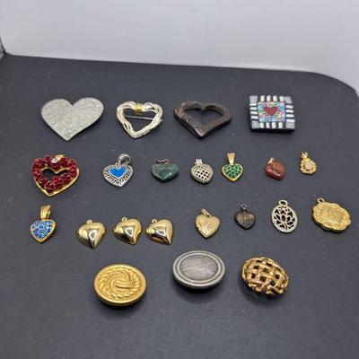 17 Heart Brooches, Pendants, Locket, Plus
