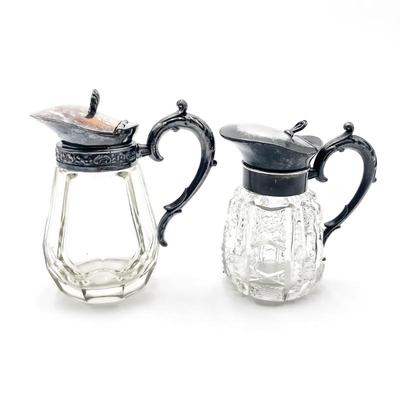 American Brilliant Period Glass and Silverplate Pitchers
