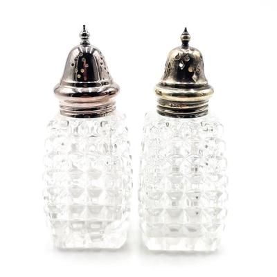 Vintage Fostoria Muffineer Glass and Silverplate Shakers
