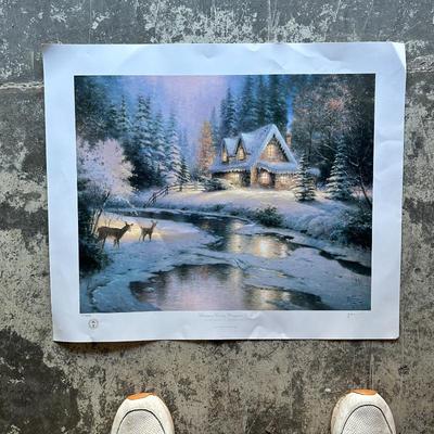 Thomas Kinkade Lithograph 1995 Christmas Eve on Hangtown Creek