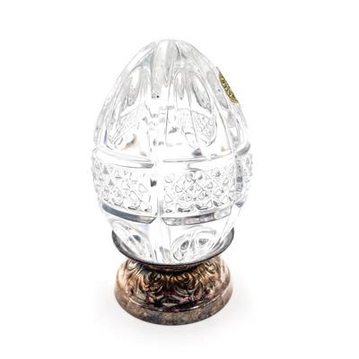 Waterford Cut Crystal Egg with Silverplate Base