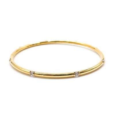 Gold-Plated Bangle Bracelet with Cubic Zirconia