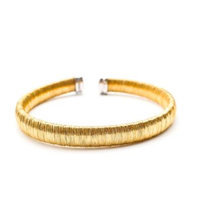 Gold Plated 925 Sterling Silver Wire Wrapped Cuff Bracelet