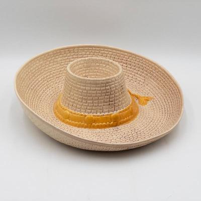1986 Whittier Pottery Sombrero Hat Chip N Dip Serving Tray