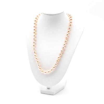 Faux Pearl Necklace with Gold Tone Hook Clasp