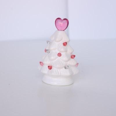 Ceramic Lighted Christmas Tree w/ Heart Topper