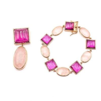 Gold Plated 925 Sterling Silver Gemstone Bracelet and Charm