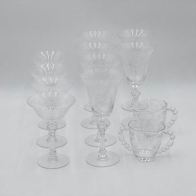 Tiffin-Franciscan June Night Crystal Stemware Lot, 12 Pieces