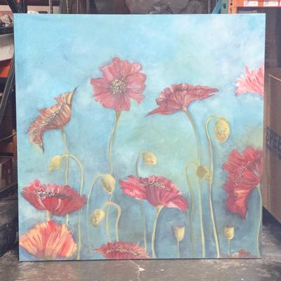 Large Painting on Canvas of Red Poppies