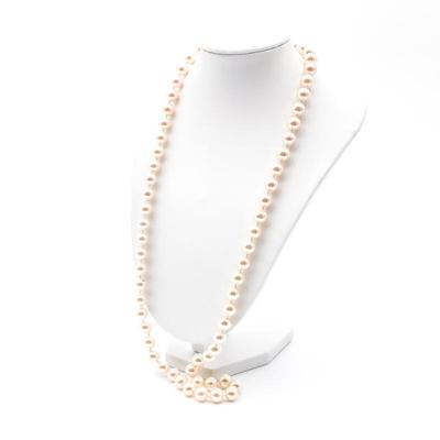 Single Strand Faux Pearl Necklace with Gold-Tone Clasp