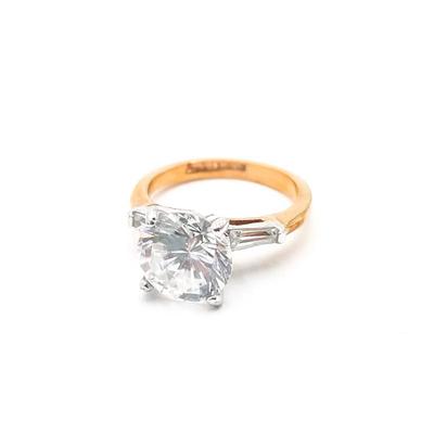 Gold-Plated Silver Ring with Round Cut Cubic Zirconia