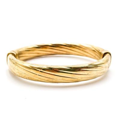 Gold-Plated 925 Sterling Silver Twisted Bangle Bracelet