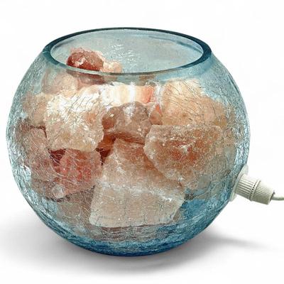 Pink Himalayan Salt Lamp in Glass Bowl