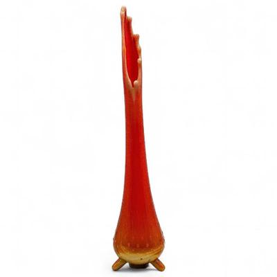 1960s L.E. Smith Swung Glass Vase "Bittersweet Orange"