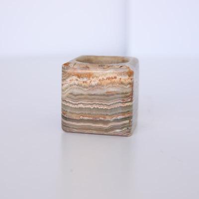 Square Carved Onyx Candle Holder
