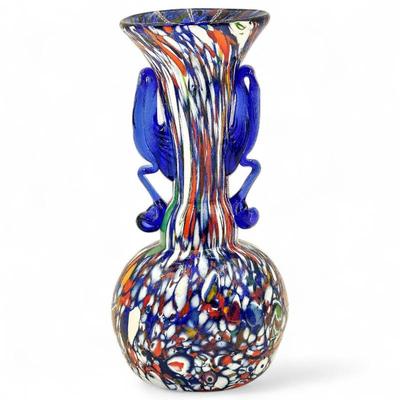 Vintage Murano Millefiori Art Glass Vase by Fratelli Toso