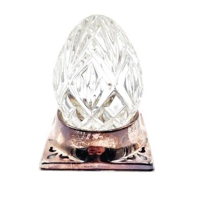 Waterford Cut Crystal Egg with Silverplated Base