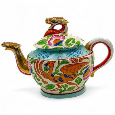 Vintage Japanese Gold Castle Chikusa Porcelain Teapot