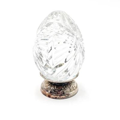 Waterford Crystal Egg with Silverplate Repousse Base