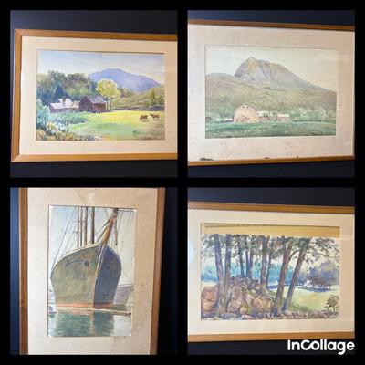 Four Vintage Watercolors 
