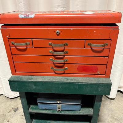 Tool Chest On Rolling Cart With Assorted Tools
