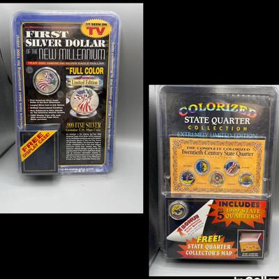 Limited Edition 2000 Silver Eagle Dollar And Colorized State Quarters 