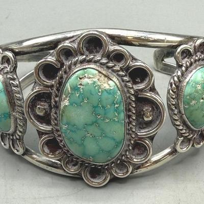 VINTAGE NAVAJO TURQUOISE STERLING SILVER BRACELET