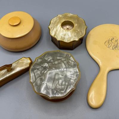 Pyralin Du Barry And Celluloid Vanity Set 