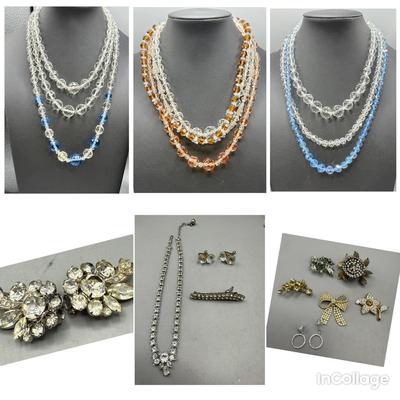 Vintage Cut Crystal Necklaces, Eisenburg Ice Earrings And More 