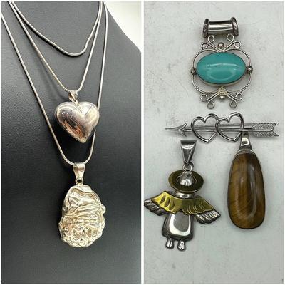 Group of Sterling Silver Jewelry: Necklaces & Pendants
