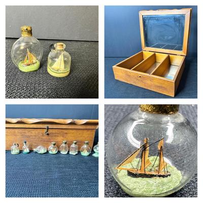 Miniature Collection Of Ships In A Bottle