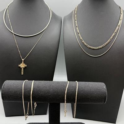 Sterling Silver Necklace And Bracelet Lot 