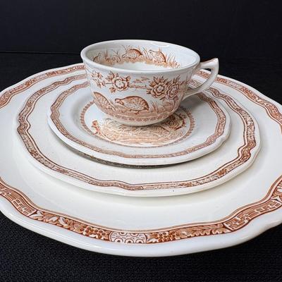 Vintage “Quail Brown” By Furnivals 75 Pc China Set 