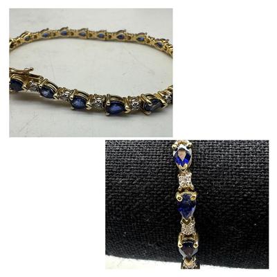 10k Gold, Sapphire & Diamond Tennis Bracelet