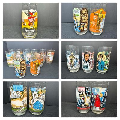 12 Burger King & McDonald’s Star Wars, Empire Strikes Back, Return Of The Jedi & Snoopy Glasses