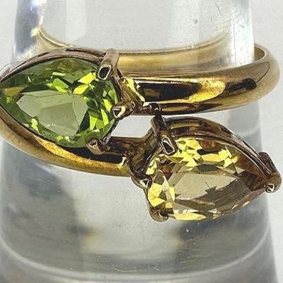 14k Gold Peridot & Citrine Ring