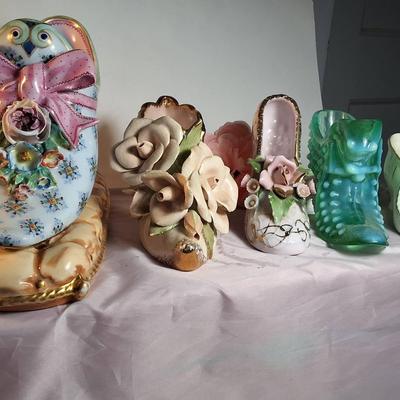 Charming Collection of Five Decorative Miniature Shoe Figurines. 