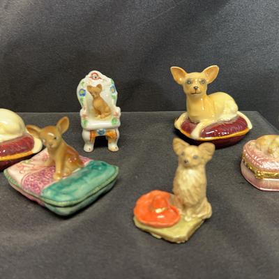 Chihuahua Dog Porcelain Figurine Collection & Trinket Box