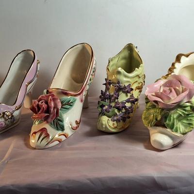Collection of Four Decorative Miniature Shoe Figurines – Assorted Styles