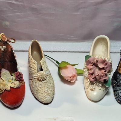 Collection of Six Decorative Miniature Shoe Figurines – Assorted Styles