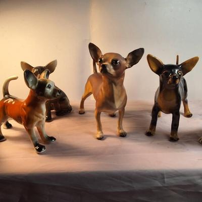 Set of 6 Vintage Porcelain Chihuahua Figurines