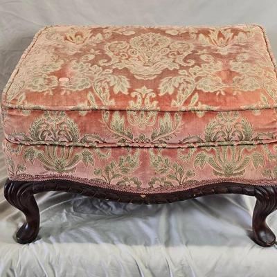 Pink Velvet Damask Footrest