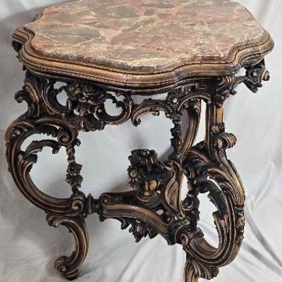 Rococo Revival Marble Top Side Table