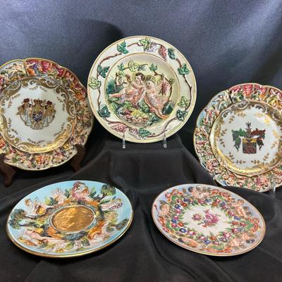 Capodimonte Hand-Painted Plate Collection – One Marked “Palazzo Reale Napoli”