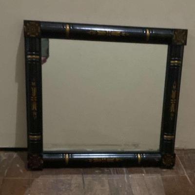 Vintage Hitchcock Mirror In Black & Gold