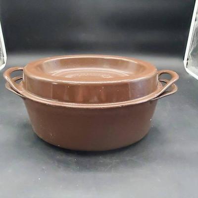 Vintage Doufeu Cousances Brown Cast Iron Enamel Dutch Oven 