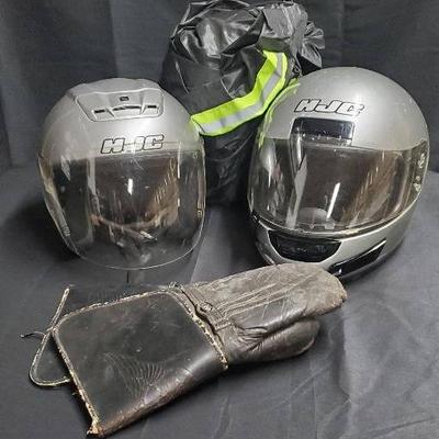 (2) Motorcycle Helmets,  Gloves And Cover