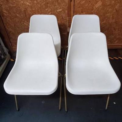 (4) MCM Style Molded Plastic Stacking Chairs 