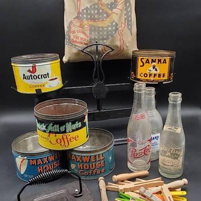 Vintage Home Items Including Coffee Tins