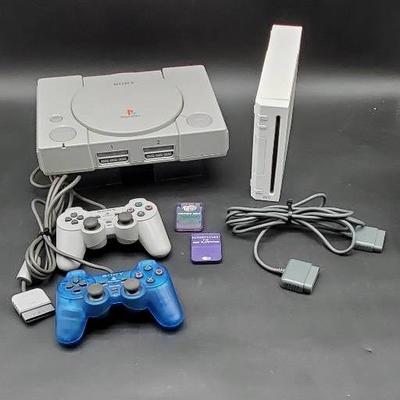 Sony Playstation, (2) Controllers  And Nintendo Wii Console